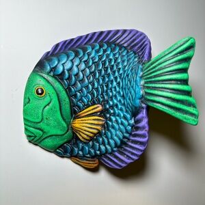 Artist Jorge Frias 3D Ceramic Fish Tonala Mexico Wall Art Hand Painted Signed